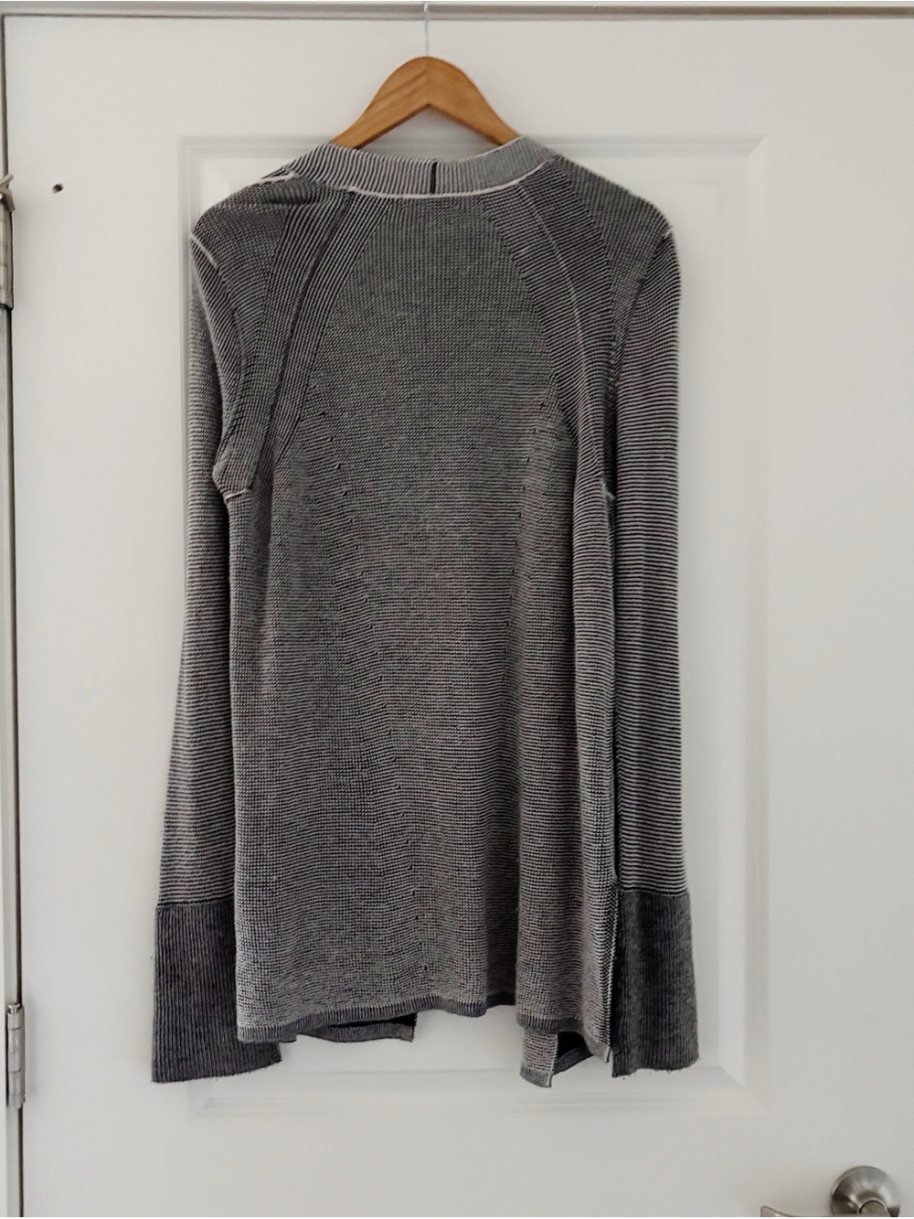 ATM Waffle Stitch Open Front Knit Cardigan Modal Wool Pockets - Picture 4 of 12